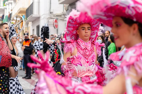Nerja Spanien 2022 Färgglad Karnevalsparad Anordnad Invånarna Berömd Stad Malaga — Stockfoto