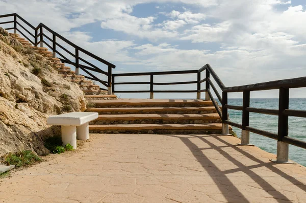 Bellamente Ajardinado Paseo Por Costa Del Mar Mediterráneo Costa Del — Foto de Stock