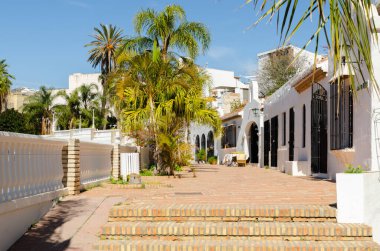 ALMUNECAR, SPAIN - 02 Mart 2022 Tuzlu Balık Fabrikası, ana arkeolojik cazibe, garumun üretildiği tuzlu akvaryumlardır, balık bağırsağından yapılan bir sostu ve neredeyse tüm dishe için lezzet artırıcı bir baharat olarak bilinir.