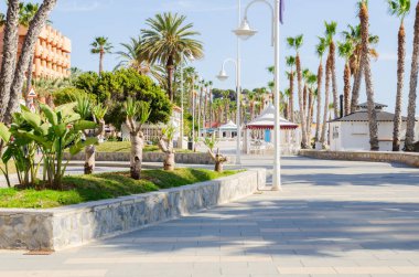 ALMUNECAR, SPAIN - 02 Mart 2022 İspanya 'nın Granada eyaletinin güneybatısında yer alan bir sahil şeridi.