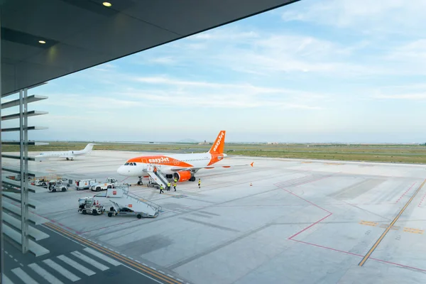 Murcia Airport Spain May 2019 Ground Handling Personnel Responsible Loading — Stock Photo, Image