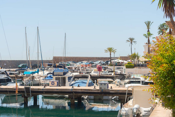 LA HERRADURA, SPAIN - 17 MAY 2022 The Marina del Este port, in a very beautiful natural and privileged position between the mountains and the sea, serves 227 berths with a maximum length of 35 meters