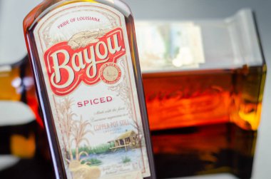 LONDON, UNITED KINGDOM - AUGUST 07, 2022 Bayou Rum, spiced rum inspired by the flavors of Louisiana, infused with a complex, delicate blend of spices inspired by Louisianan Creole baking traditions