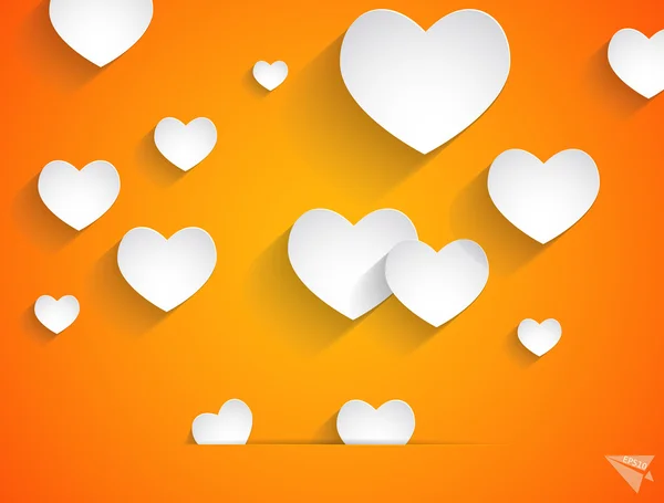 Globos de corazones sobre fondo naranja vector ilustración — Archivo Imágenes Vectoriales