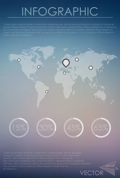 Moder diseño infográfico con ilustración mapa-vector del mundo — Vector de stock