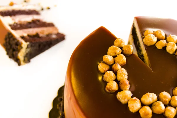 Chocolate, Hazelnut, and Caramel Cake — Stock Photo, Image