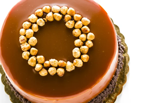 Torta al cioccolato, nocciola e caramello — Foto Stock