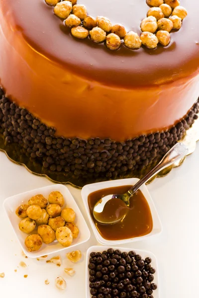 Chocolate, Hazelnut, and Caramel Cake — Stock Photo, Image
