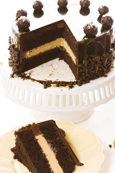 Gezouten karamel truffel torte — Stockfoto