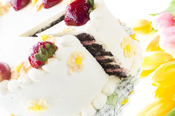 Chocolate Strawberry Lemon Torte — Stock Photo, Image