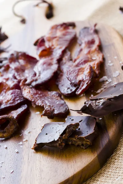 Chocolate covered bacon — Stock Photo, Image