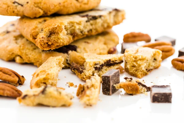 Cookies čokoláda blok s opékané pekanové ořechy — Stock fotografie