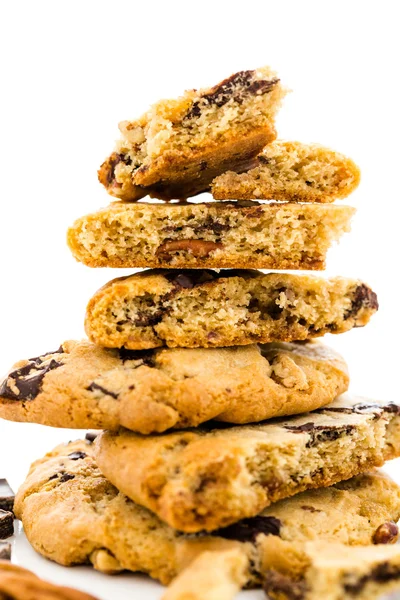 Chocolade Brok cookies met geroosterde pecannoten — Stockfoto