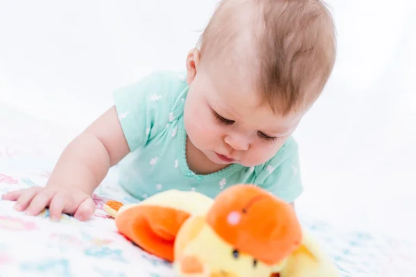 Menina bonito com brinquedos — Fotografia de Stock