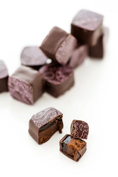 Truffles decorated with print. — Stock Photo, Image