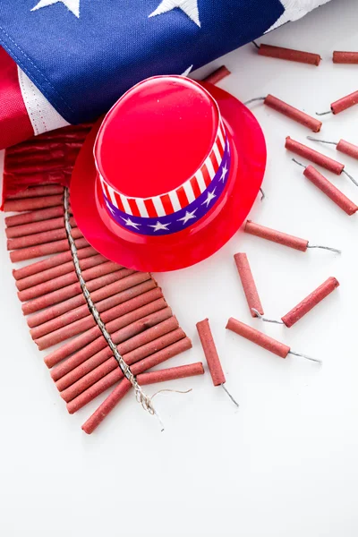 Roll of firecrackers with American flag — Stock Photo, Image