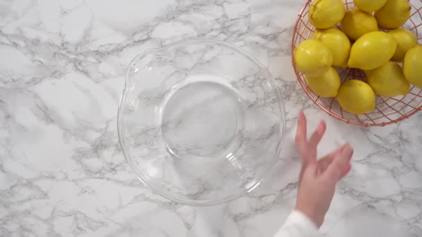 Шаг Шагом Смешивание Ингредиентов Приготовления Лимонного Клюквенного Пирога — стоковое видео