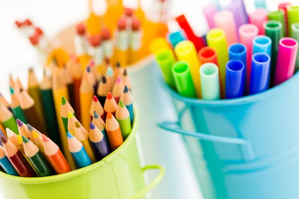 School supplies - pencils and markers — Stock Photo, Image