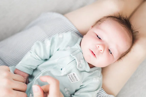 Estilo Vida Retrato Recém Nascido Três Semanas Idade Bebê Menina — Fotografia de Stock