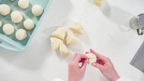 Acostado Hornear Rollos Caseros Cena Con Arrancador Masa Madre — Foto de Stock