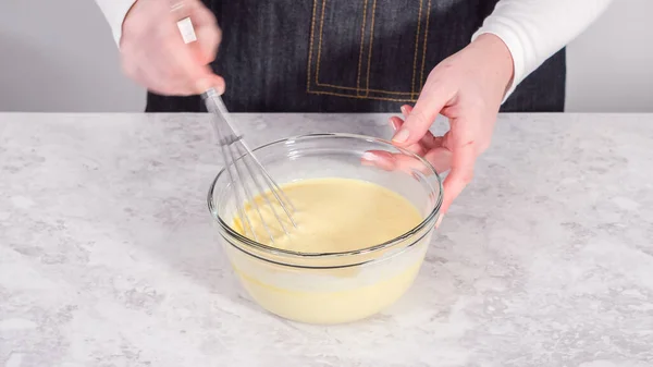 Steg För Steg Blandning Ingredienser Skål Glas Blandning För Att — Stockfoto