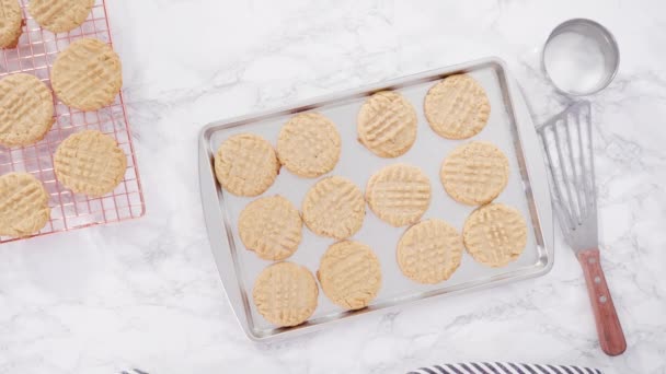 Galletas Mantequilla Cacahuete Cerrar Vista — Vídeos de Stock