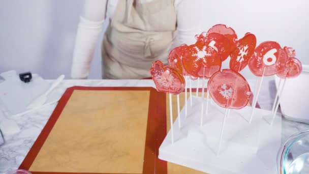 Lanie Karmelizowanego Cukru Maty Silikonowe Aby Domowe Lizaki — Wideo stockowe