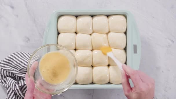 Baking Dinner Rolls Premade Frozen Dough Baking Pan — Stock Video