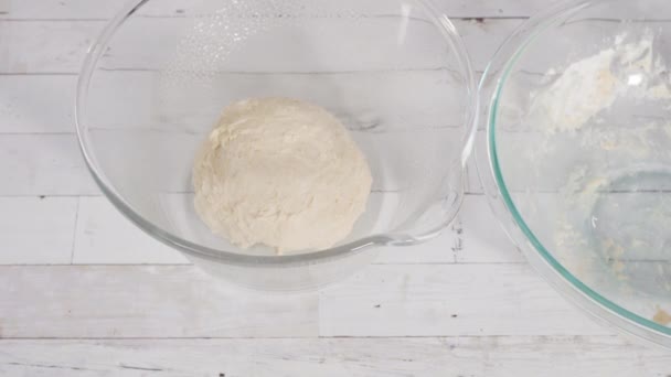 Knitting Dough Hand Bake Cinnamon Rolls — Stock Video