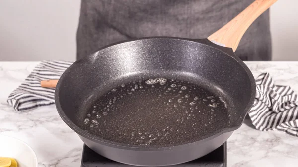 Step Step Frying Mini Pancake Cereal Nonstick Frying Pan — Stock Photo, Image