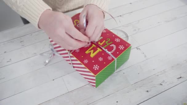 Förpackning Hemmagjord Kola Och Kakor Julklappslåda — Stockvideo