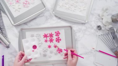 Çikolatalı kar tanelerinin tozunu alıyorum Parlak gıda tozuyla.