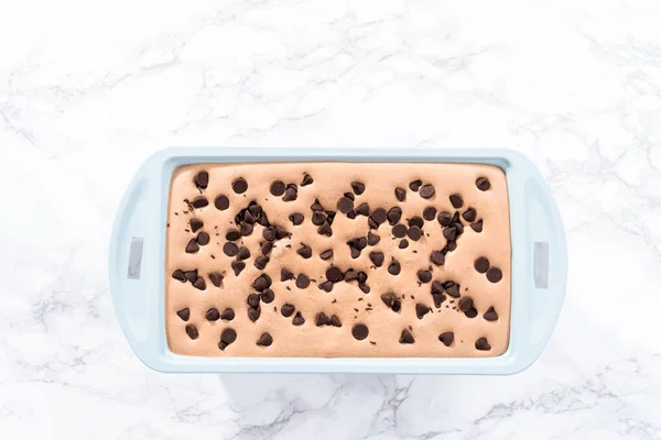 Homemade Chocolate Chip Ice Cream Baking Pan — Stock Photo, Image