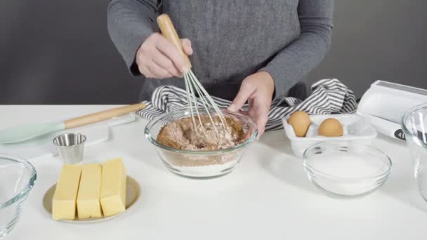 Preparing Homemade Chocolate Ice Cream Hand Kitchen Mixer — Stock video