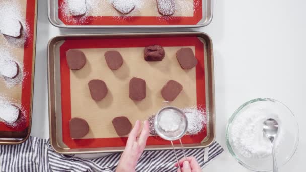 Nepečené Čokoládové Sušenky Pečicím Listu — Stock video