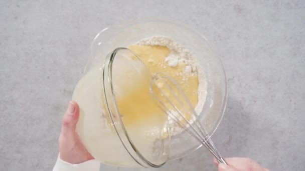 Making Fresh Pumpkin Pancakes Mixing Ingredients — Wideo stockowe