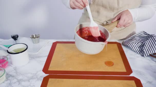 Zelfgemaakte Lolly Maken Met Fondant Sneeuwvlokken — Stockvideo