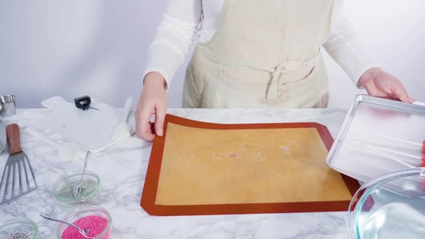 Hacer Piruletas Caseras Con Copos Nieve Fondant — Vídeos de Stock