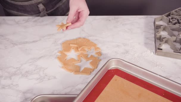 Passo Dopo Passo Tagliare Forme Con Taglierina Biscotti Natale Dalla — Video Stock