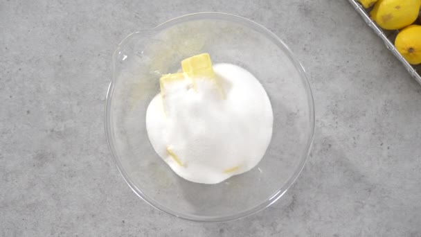 Paso Paso Mezclando Ingredientes Para Pastel Libra Limón — Vídeos de Stock
