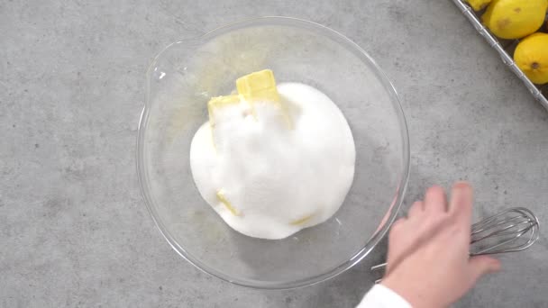 Schritt Für Schritt Zutaten Für Zitronenkuchen Mischen — Stockvideo