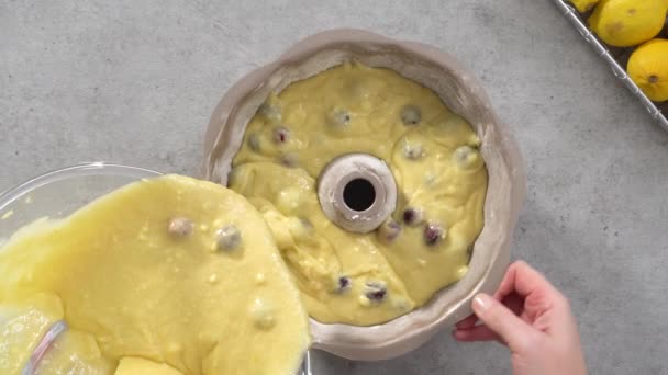 Stap Voor Stap Het Mengen Van Ingrediënten Voor Citroencake — Stockvideo