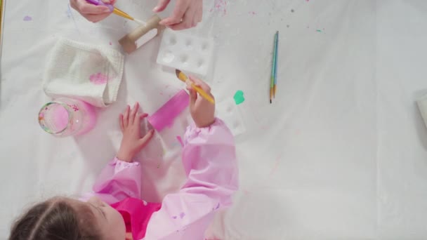 Step Step Making Unicorns Out Paper Empty Toilet Paper Rolls — Stock Video