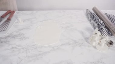 Adım adım. Gıda parıltısıyla sevimli kar taneleri boyamak.