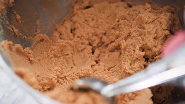 Mezclar Los Ingredientes Batidora Cocina Pie Para Hornear Galletas Mantequilla — Vídeo de stock