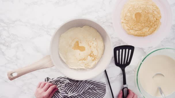 Crêpes Maken Keuken Stap Voor Stap — Stockvideo