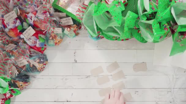 Yapımı Şekerleme Kurabiyeleri Noel Hediyesi Kutusuna Koymak — Stok video