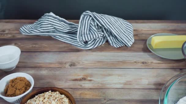 Proceso Fabricación Galletas Avena Masticable Pasas — Vídeos de Stock