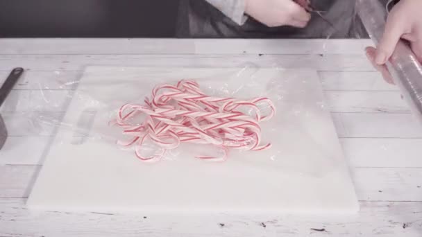 Melting White Chocolate Chips Cooking Pot Make Candy Cane White — Stock Video