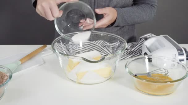 Mixing Ingredients Make Chocolate Cookie Dough — Stock Video